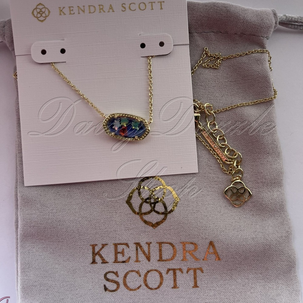 Kendra Scott Elisa Gold Short Pendant Necklace Red White Blue Illusion New ✨ - Picture 5 of 8